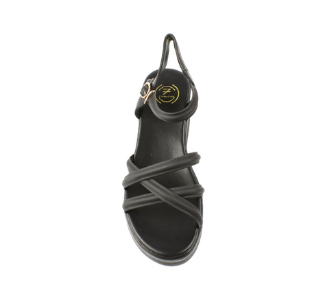 Sandale casual, dama, FORMAZIONE, 991-1 negru, piele naturala, platforma